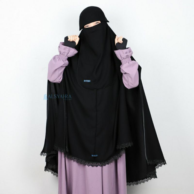 Khimar Altaj Handsplit Bisban Niqab Poni Jetblack Alsyahra Exclusive