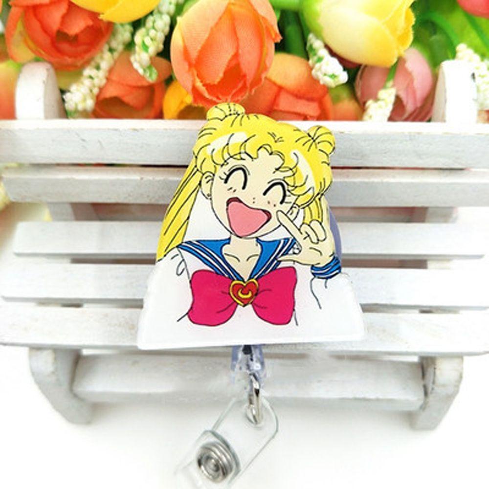 [Elegan] Retractable Badge Reel Anime Perlengkapan Sekolah Dada Kartu ID Card Klip Kartu Kerja Klip Kartu Siswa Perawat Badge Holder