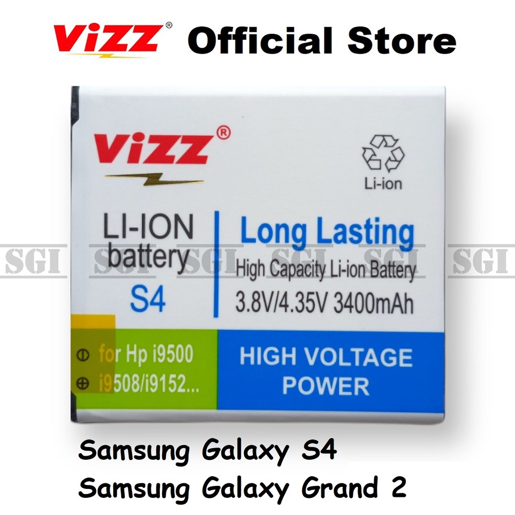 Baterai Vizz Double Power Original Samsung Galaxy S4 I9500 Grand 2 G7102 G7105 G7106 B600BC B600BE B