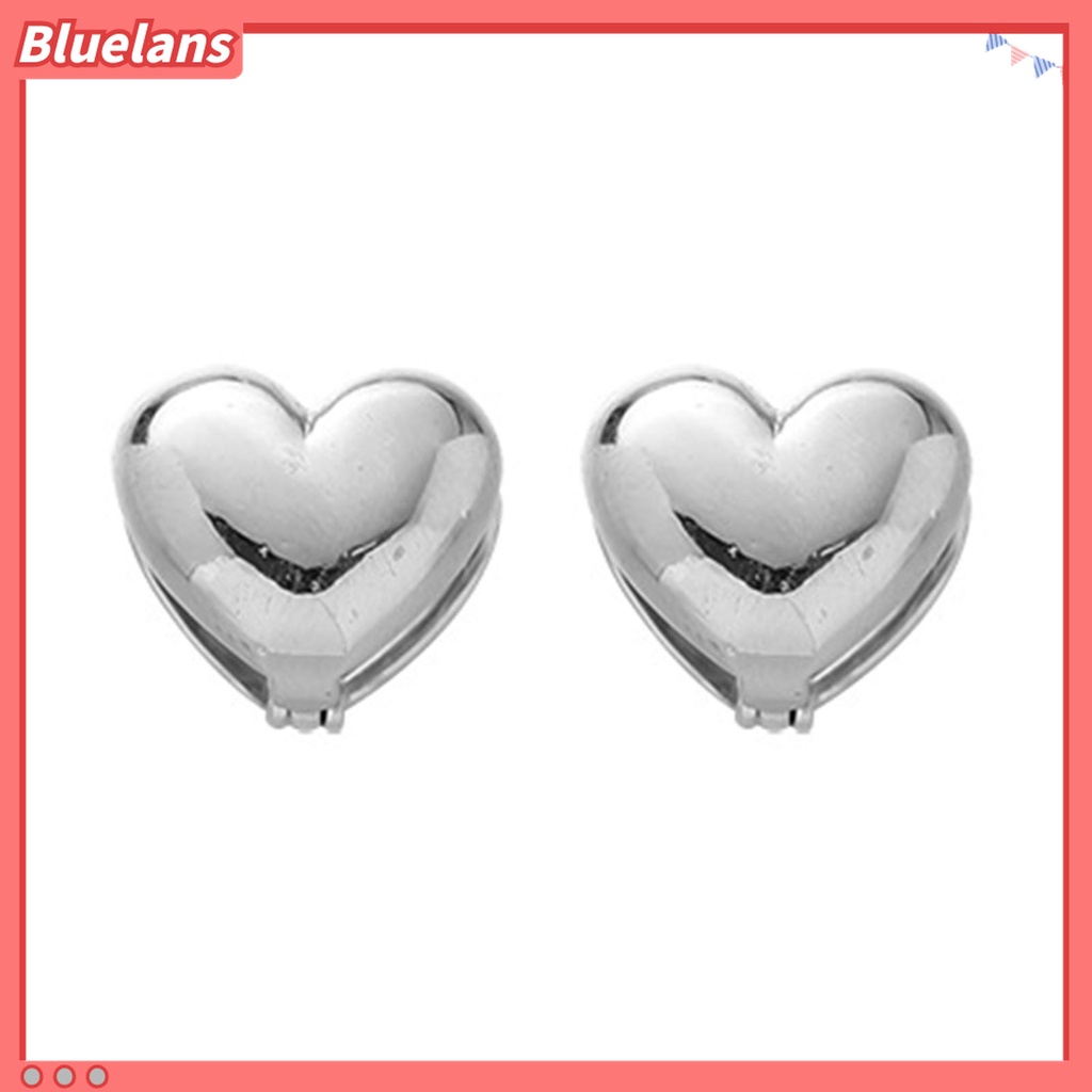 1 Pasang Anting Stud Liontin Hati Warna Solid Permukaan Halus Dapat Dibuka Untuk Wanita