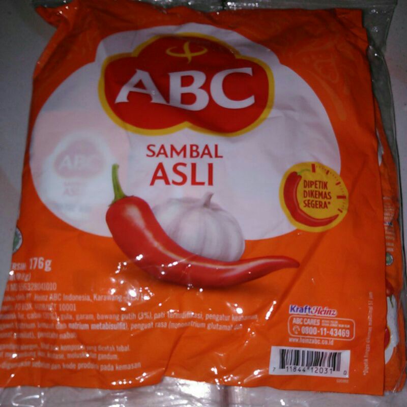 

Saos abc kecil (1 bungkus) pedas sedang (22 pcs)
