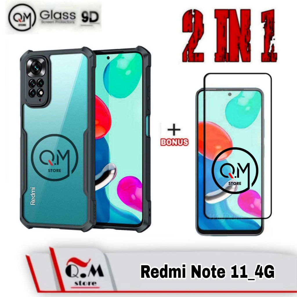 Case Transparan Xiaomi Redmi Note 11 4G / Xiaomi Poco M4 Pro New 5G Paket 2IN1 Softcase Armor Acrilik Pelindung Back Cover