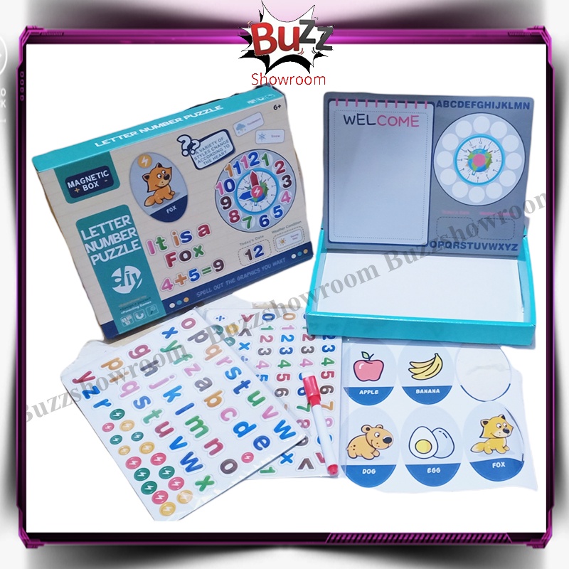 Letter Number Puzzle Magnetic Mainan Edukasi Anak Box Belajar