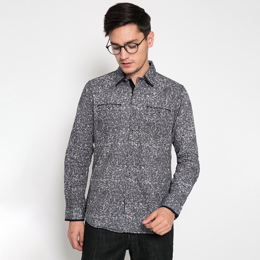 LGS - Kemeja Casual Pria - Lengan Panjang - Hitam - JSH.392.S923F.730.C L/S