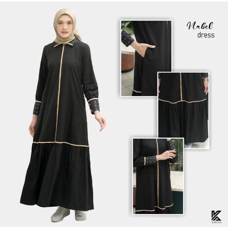 NABEL DRESS - KORINA DRESS TERBARU - KORINA HITAM - DRESS KORINA ORI