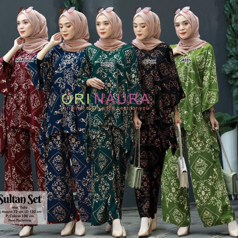 Daster Setelan Jumbo | Setelan One Set Tie Dye Waka Motif Sultan Set Ori Naura Size Jumbo Busui