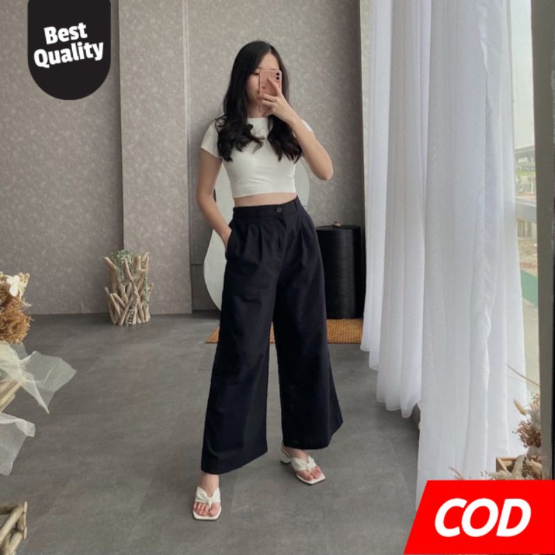 (BISA COD) Celana Kulot Linen KOREA SIZE STANDAR ~ JUMBO