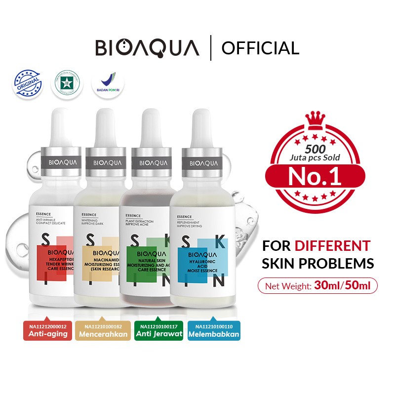 BIOAQUA Moisturizing Essence Serum Niacinamide/Natural skin/Hyaluronic/Hexapeptide 30ml BPOM