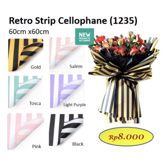 

Retro Strip Cellophane New barang florist kertas bunga florist wrappin