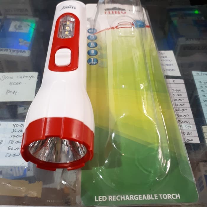 SENTER LED TERANG SENTER TANGAN LED RECHARGEABLE HANDLIGHT LUBY L-8908 SENTER 2 IN 1 LOW WATT BR64