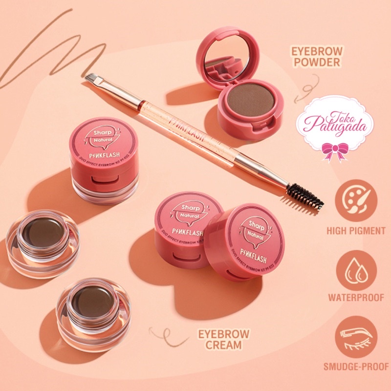 [BISA COD] Pinkflash 2in1 Duo Effect Eyebrow Cream &amp; Powder - Brow Cream Pinkflash - Brow Pomade Pinkflash - Brow Powder Pinkflash