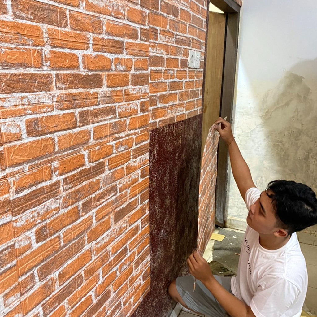 Wallpaper Bata Putih 3D Foam 77 x 70 cm-5