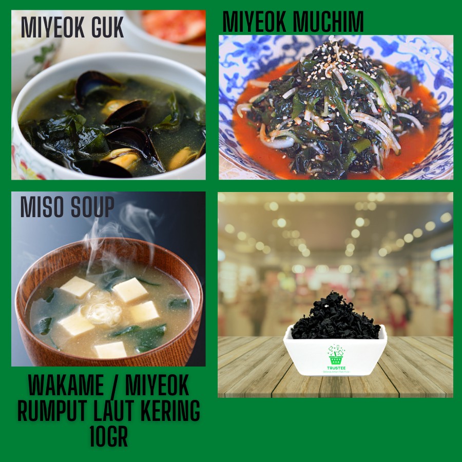 Cut Wakame Rumput laut kering / Dried Seaweed / Miyeok Myeok Miso soup 10gr