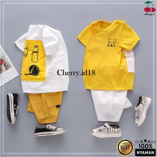 Cherry COD Setelan Import Anak Cowok / Baju Distro Anak / Pakaian Anak Cowok - Motif Cat SB28