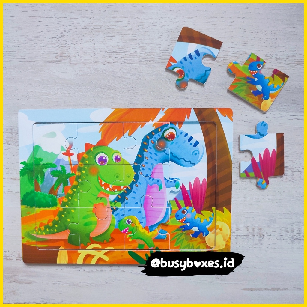 [busyboxes.id] Mainan Edukasi Puzzle 12 keping wooden toys dinosaurus