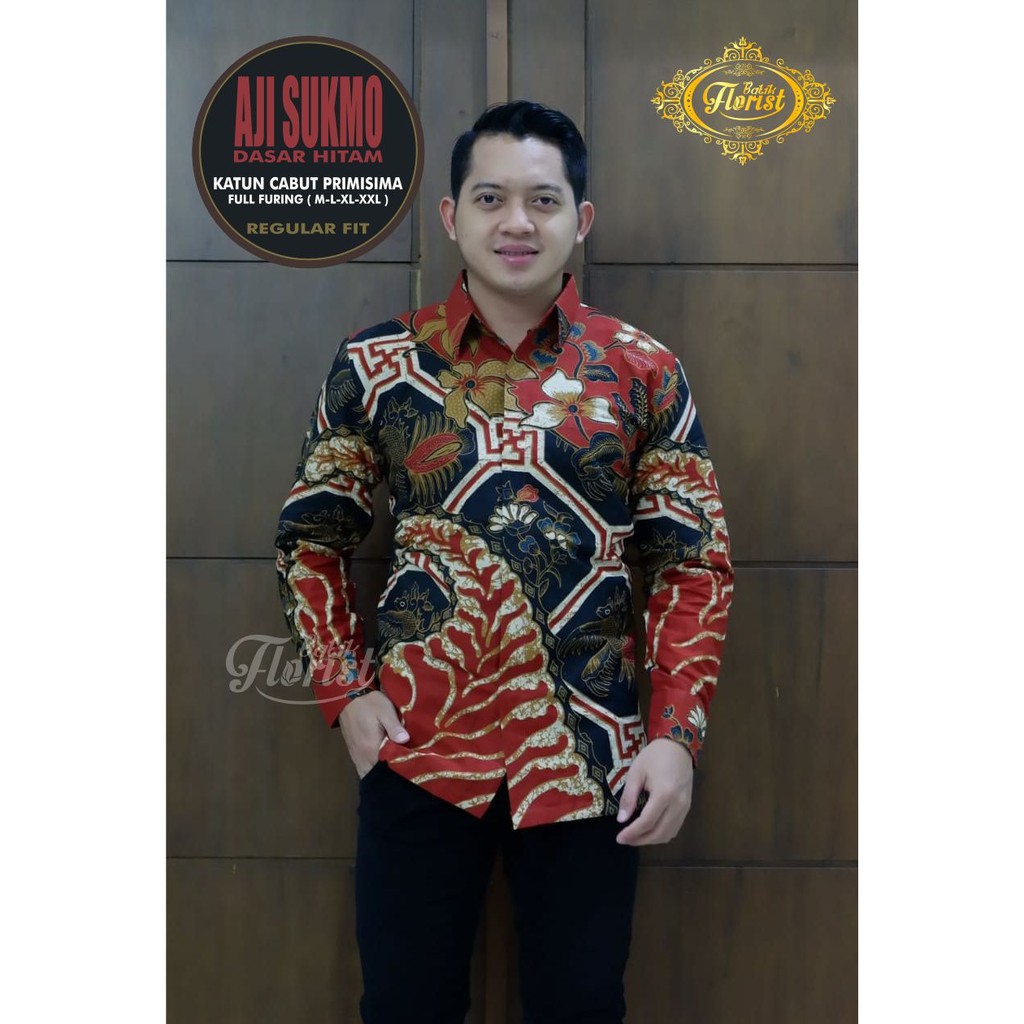 AJI SUKMO Kemeja Batik Pria Full Furing Bahan Katun Cabut Primisima