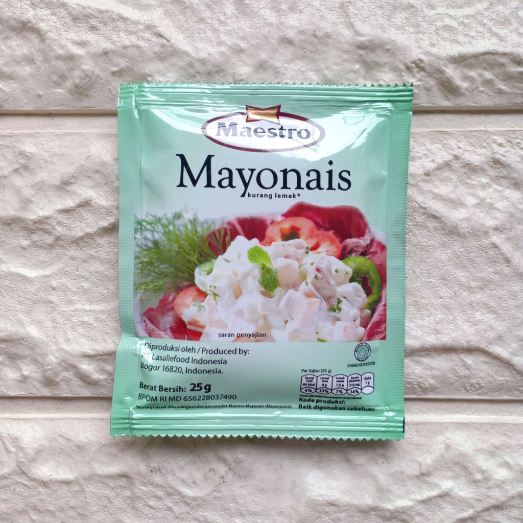 Maestro Mayonais Mayones 25gr Sachet Kecil Rendah Lemak Mayonnaise Salad Buah Dressing 25 gr g gram