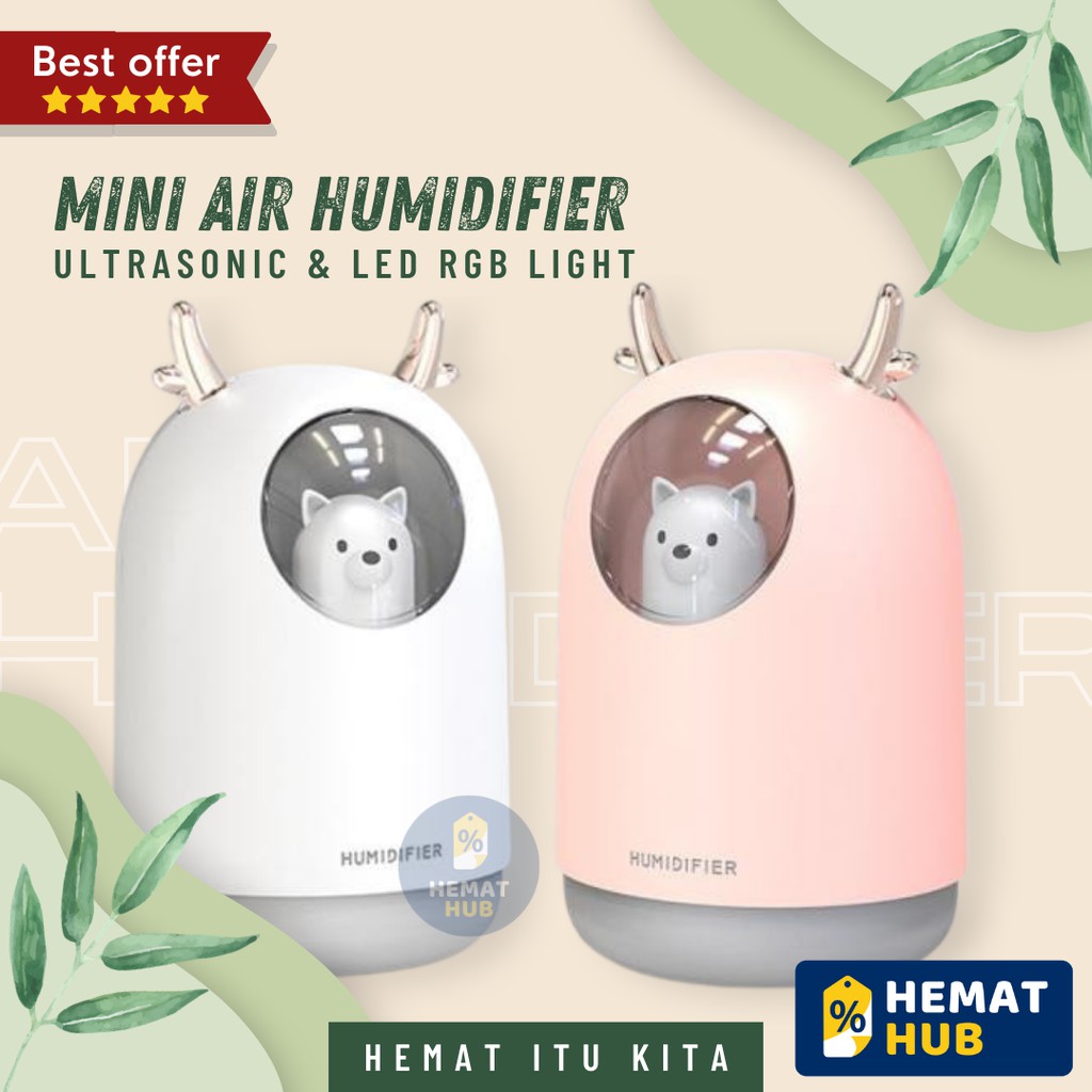 Air Humidifier Aromatherapy 300ml RGB Night Light Pelembab Udara Aromaterapi Ultrasonic Diffuser Pet