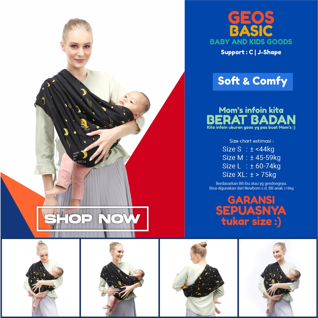 CIMOBABY Gendongan Bayi Samping Polos Motif Gendongan Kaos Geos CimoBaby Gendongan Anak