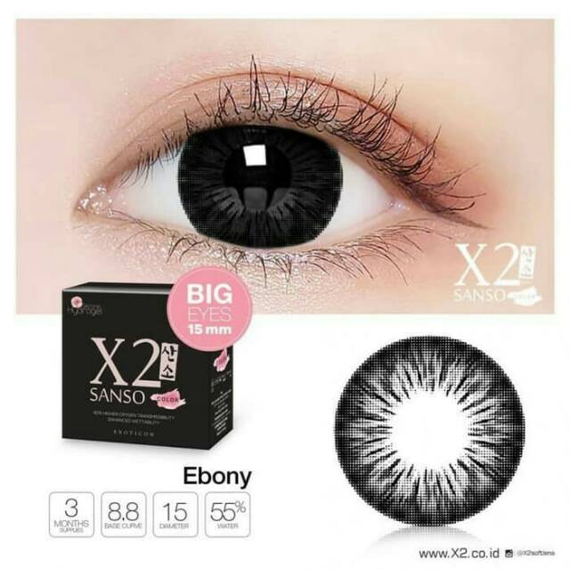 softlens warna x2 sanso color black series kadar air tinggi silicone hydrogel bisa mata sensitif