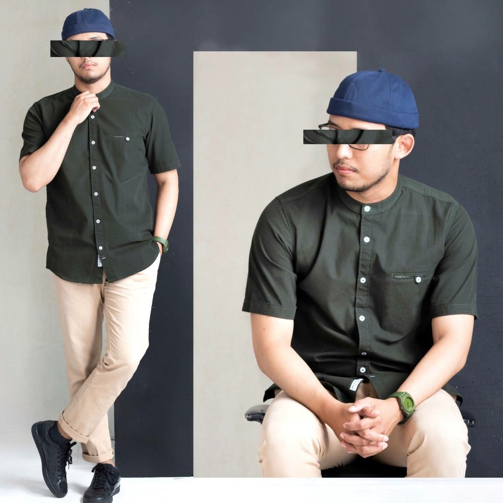 SAVIQ PREMIUM KEMKO LENGAN PENDEK KEMKO POLOS KOKO KATUN WARNA GREEN ARMY SQP103