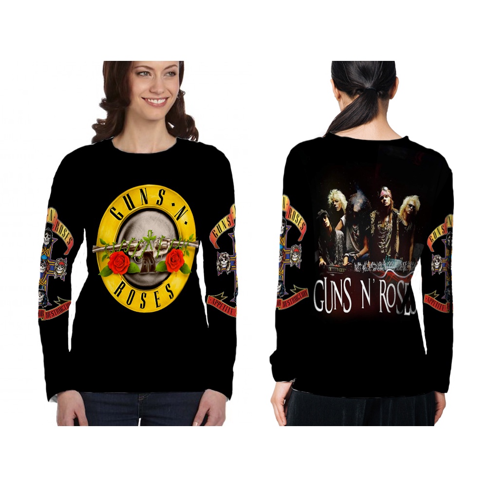 [TiniShop] Kaos Wanita GUNS N ROSES FullPrint / Kaos Panjang GUNS N ROSES Keren