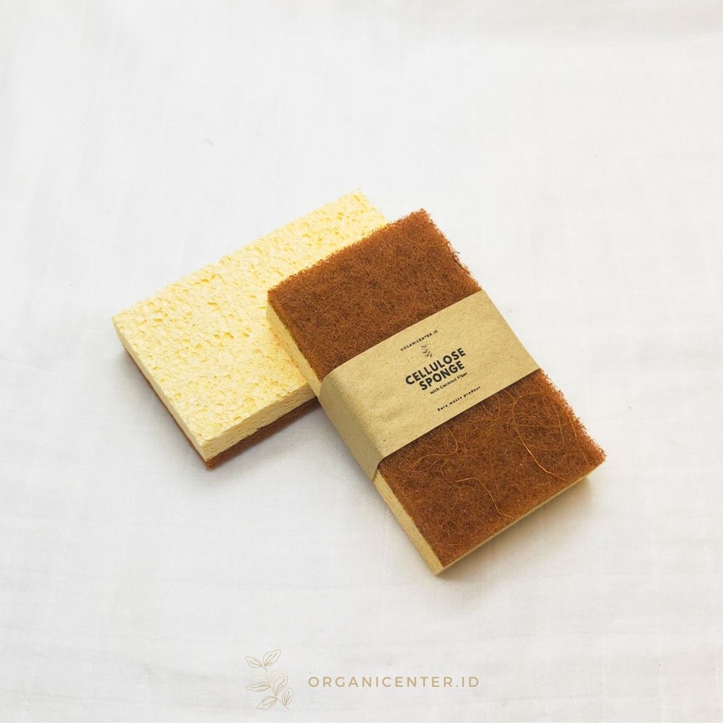 Spons Selulosa Natural Cellulose Sponge With Coconut Fiber Spons Cuci Piring Ramah Lingkungan Zero Waste Dapur Eco Friendly