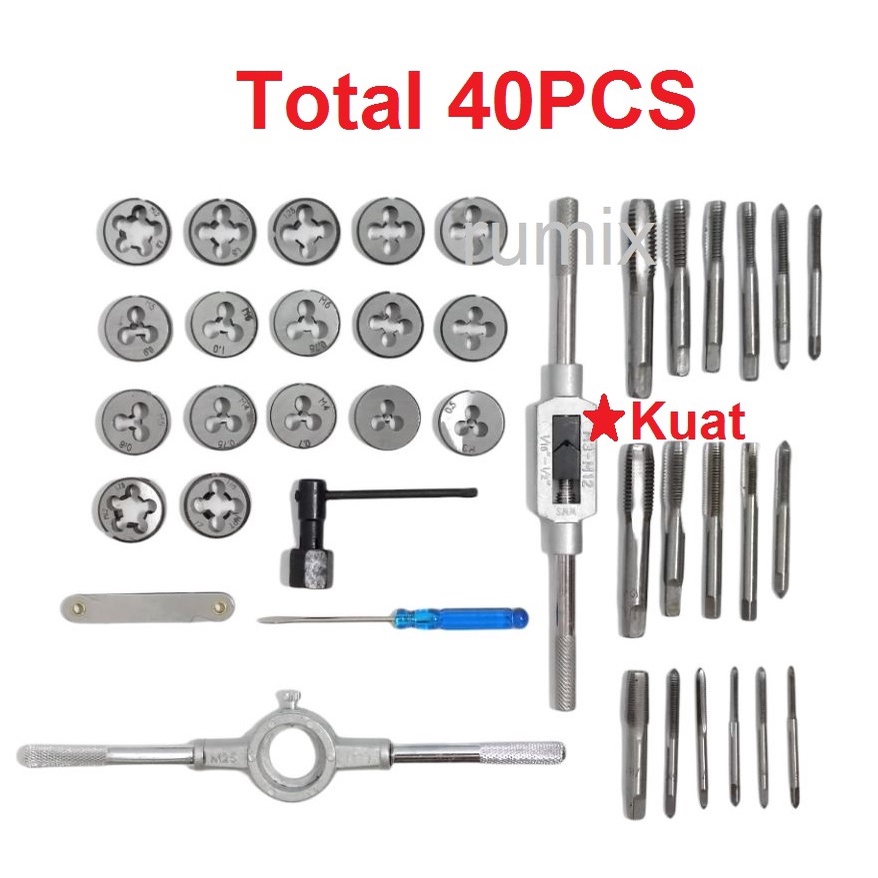 Tap Die Set Alat Snai dan Tap Ulir Dart Mur Baut Alat Senai 12pcs 20pcs 40pcs Senei Die Senei Kualitas