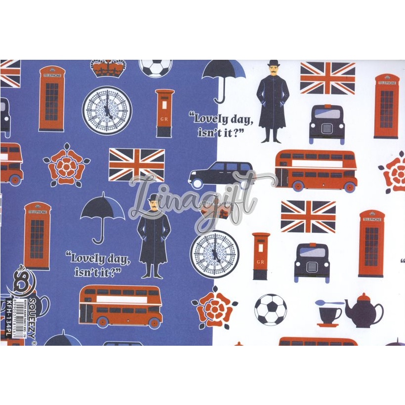 ( 5 Lembar ) KERTAS KADO SQ DOFF - GIFT WRAPPING PAPER PARIS LONDON EIFFEEL CLASSIC VINTAGE EUSTHATIC MODERN