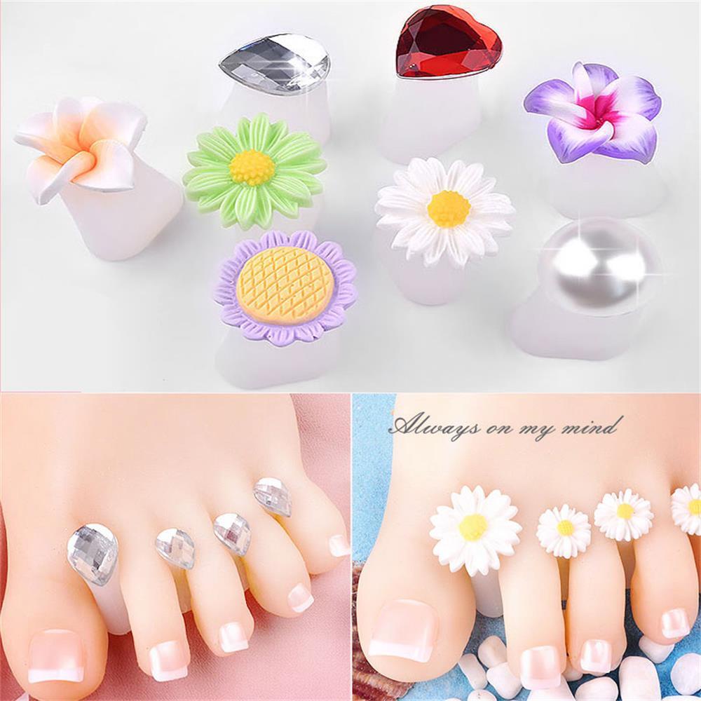 Nanas 8pcs Pemisah Silikon Jari Kaki New Pearl Diamond Flower