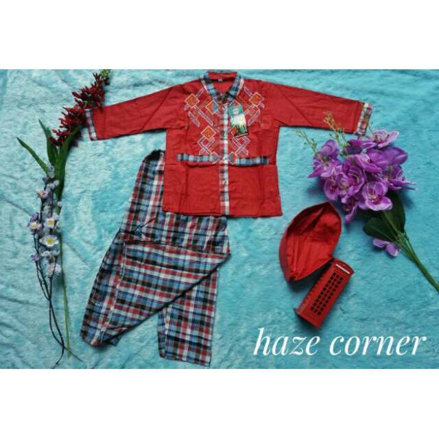 Setelan koko anak baju bayi 1-4 tahun sarung celana peci lucu murah laris ramadhan lebaran