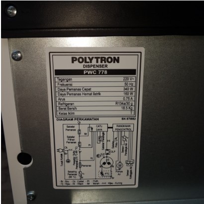 Polytron Dispenser Galon Bawah 3 Kran PWC 778 Kompresor Bottom Loading