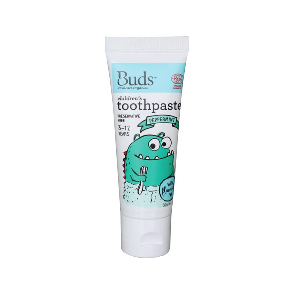 [PROMO] Buds Organics Children's Toothpaste With Fluoride Peppermint Pasta Gigi Anak 3-12 Tahun 50ml