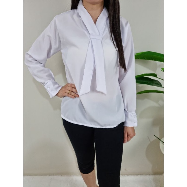 Atasan Blouse Wanita Korean Style Polos Lengan Panjang