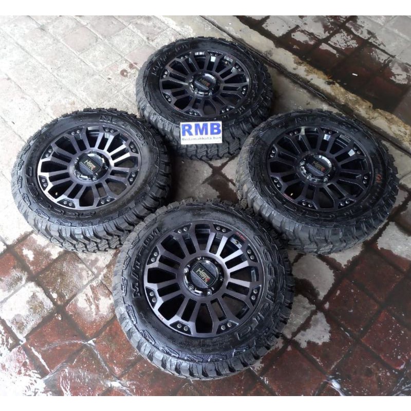 velg mobil bekas hsr myth 07 ring 18 + ban omicron m/t cocot buwat pajero fortuner hylux