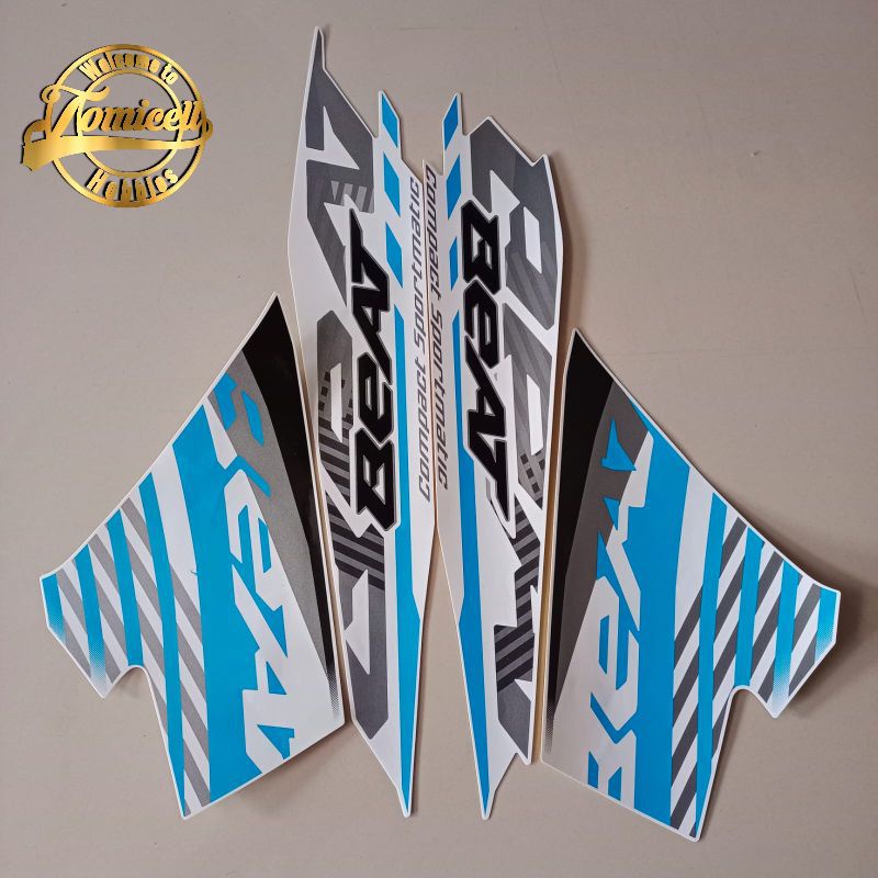 stiker striping honda new beat CBS sporty warna biru tosca 2022 eSP
