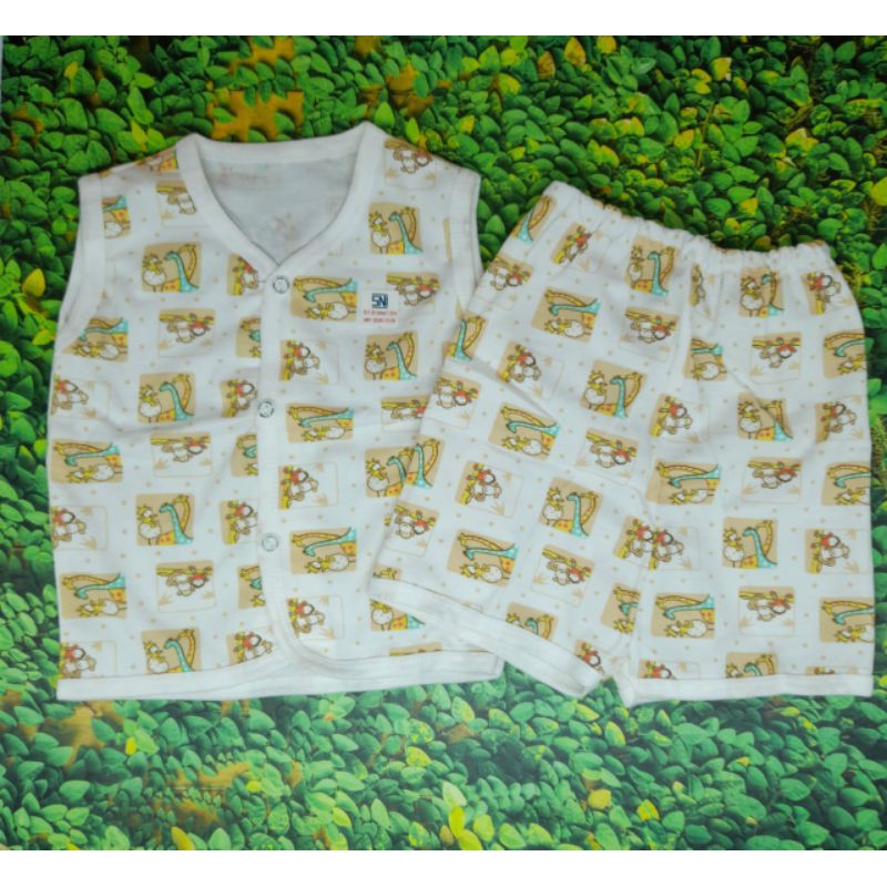 Stelan Baju Bayi Tangan Kutung Kancing Depan Motif No.20-24