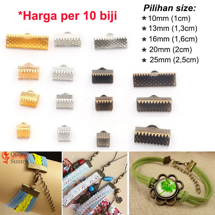 [Isi 10 Biji] Penjepit Tali Gelang Kalung / Penjepit Tali  / Penjepit Pita / Stopper Tali / Ujung Ta