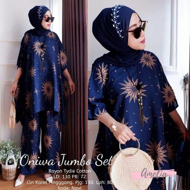 Oniwa Jumbo Set/One Set/Baju Tidur/Setelan murah/Piyama/Homedress/Pakaian Wanita/Daster Jumbo/Daster