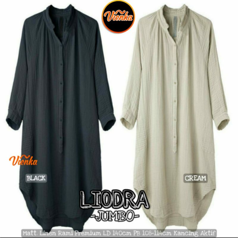 Liodra long tunik katun linen super jumbo ld 140