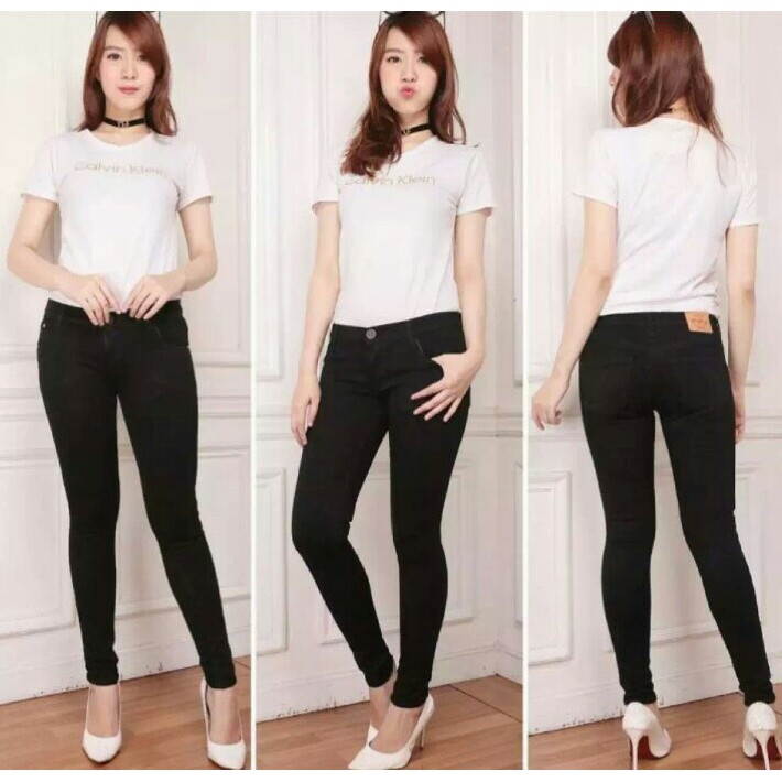 INN DENIM 507 Celana jeans wanita warna hitam super skinny pensil cewek warna tidak luntur realpick