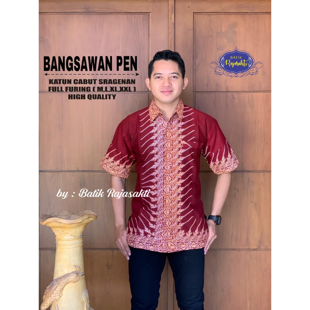 BANGSAWAN PEN Kemeja Batik Pria Lengan Pendek Katun Halus FULL FURING Rajasakti