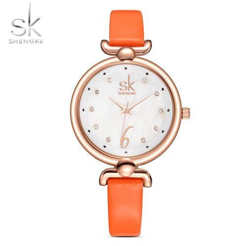 SHENGKE 0002 Jam Tangan Wanita Analog Tali Kulit WK-SBY