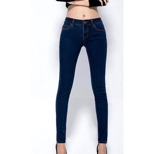 CELANA JEANS IMPORT SKINNY / PENSIL WANITA DONGKER / BIRU TUA