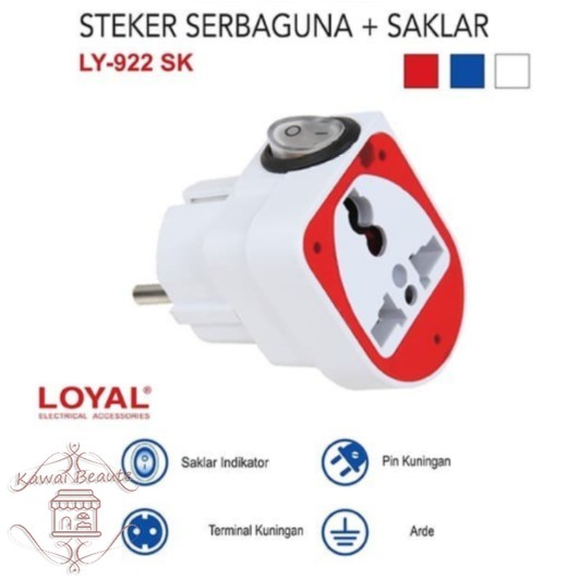 LY- 922 SK STEKER COLOKAN SERBAGUNA + SAKLAR  MULTI LOYAL STOP KONTAK
