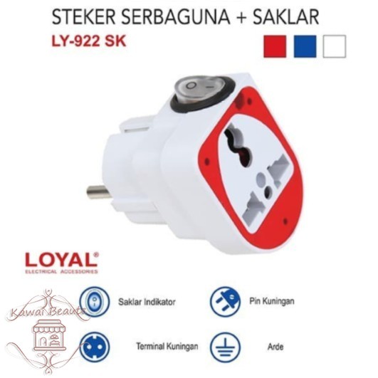 LY- 922 SK STEKER COLOKAN SERBAGUNA + SAKLAR  MULTI LOYAL STOP KONTAK