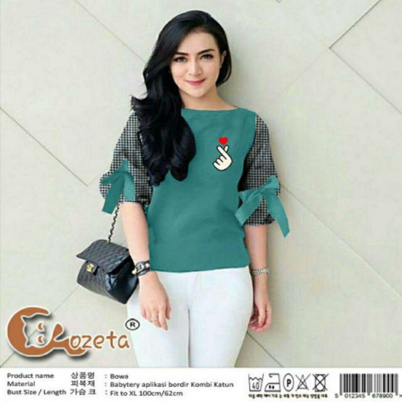 PCS BLOUSE BOWA SARANGHE BABYTERRY KATUN PMS ADA VIDEO REVIEW ASLI PRODUK