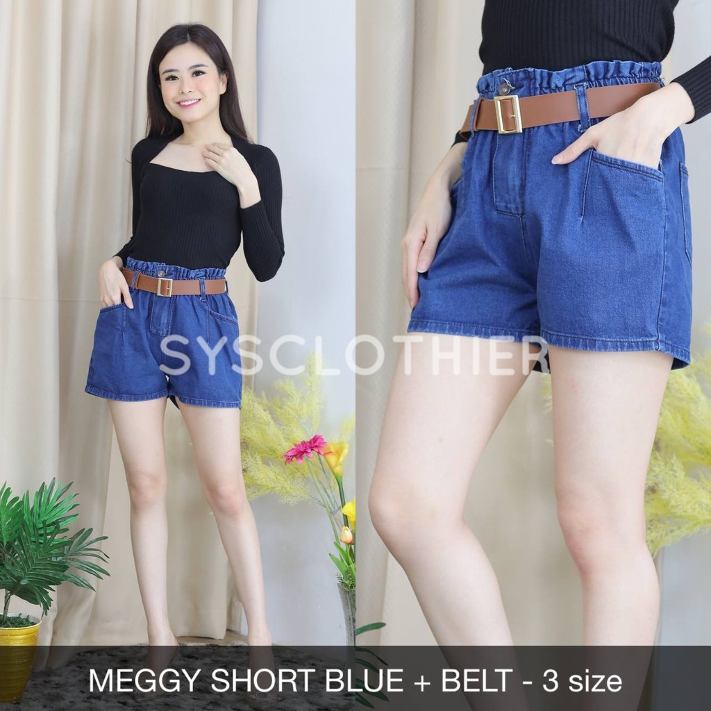 CELANA JEANS WANITA MEGGY SHORT + BELT (SZ 35-38 BELT HEART)