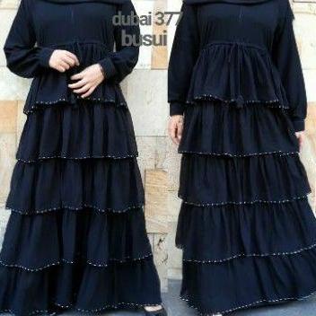 [Gnd31au22a] Abayah Fashion Muslim maxi dress Busui Polos Hitam Dubai 377 Mom And Kids