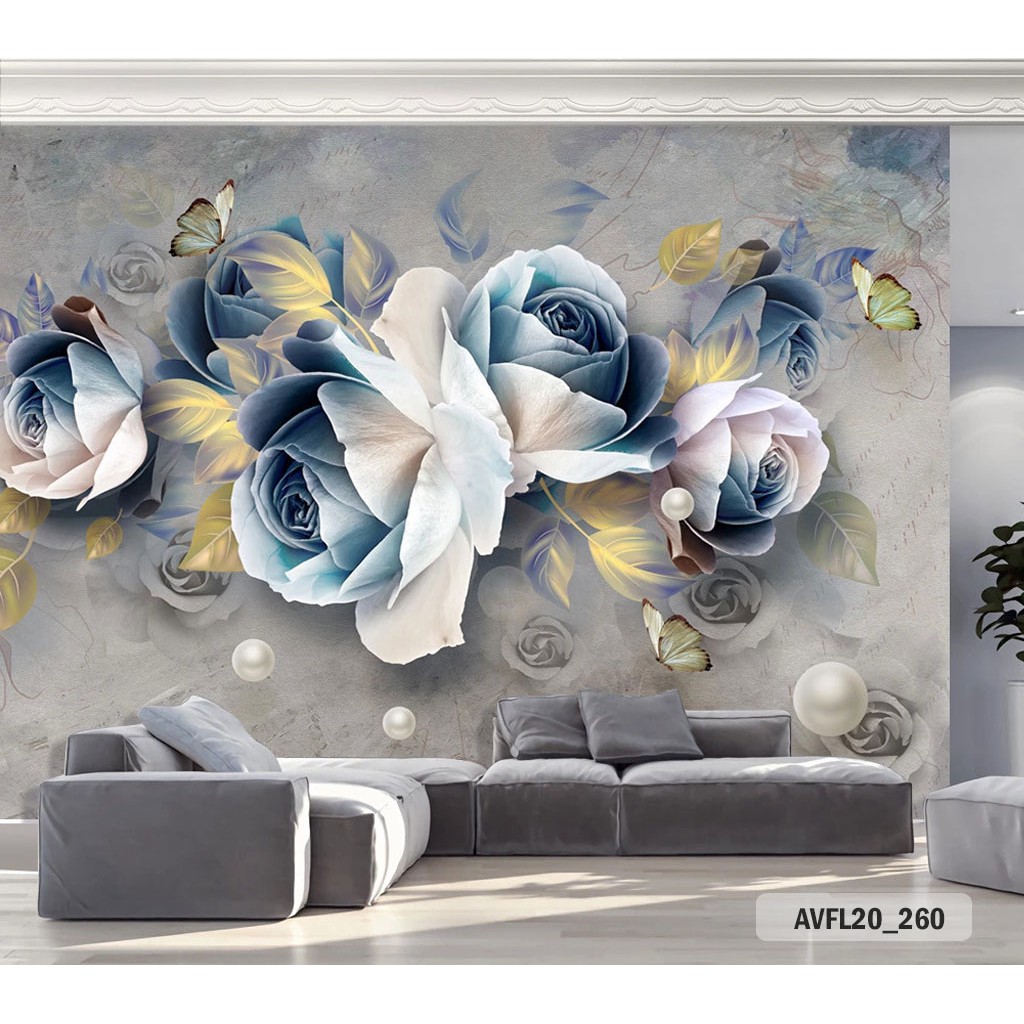 Wallpaper Custom Bunga 3d- Wallpaper Bunga 3d- Wallpaper Dinding Bunga Murah-Wallpaper Dinding Murah